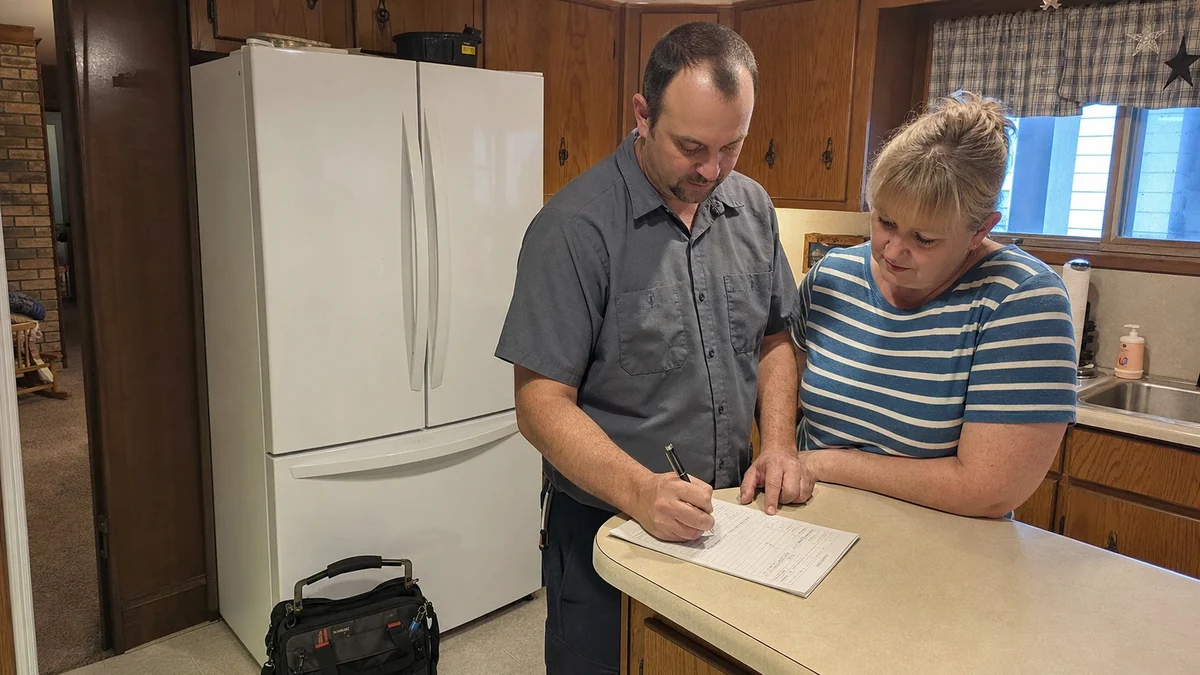 Appliance repair service call consultation Bartlesville Oklahoma Washington County closed refrigerator homeowner work order
