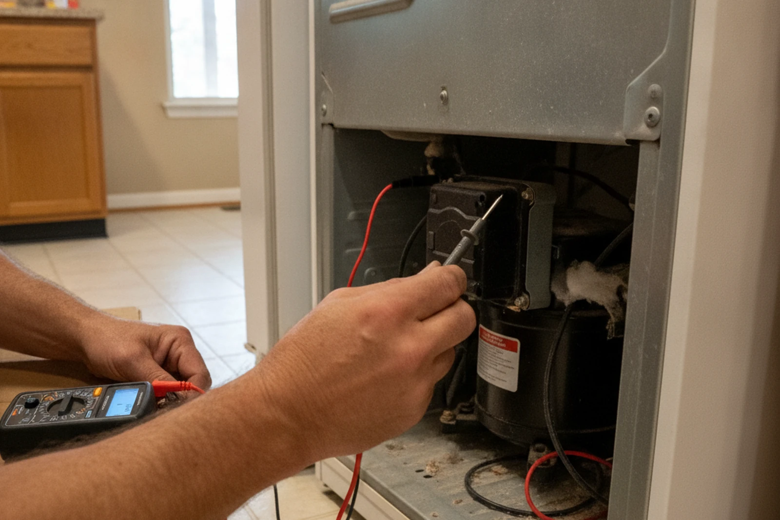 Refrigerator repair diagnostic testing Bartlesville Oklahoma Washington County residential kitchen Mike same-visit